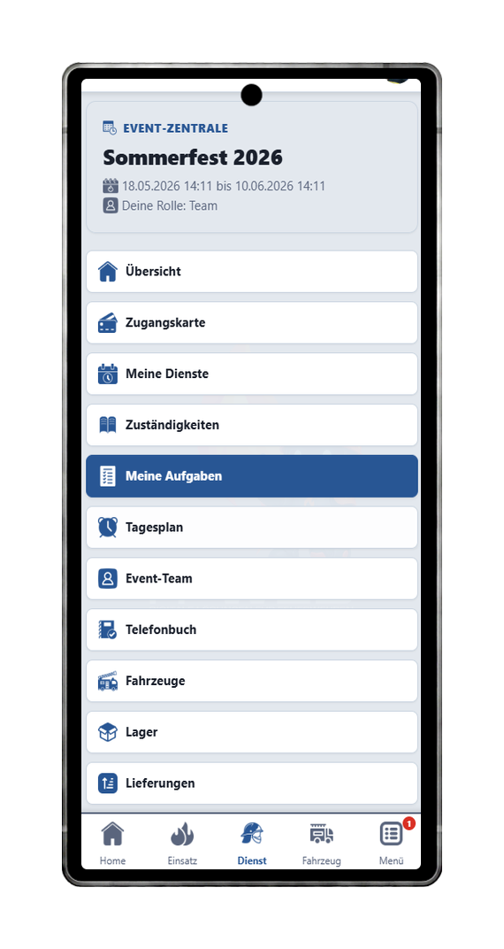 FFWEB Event Aufgaben am Handy