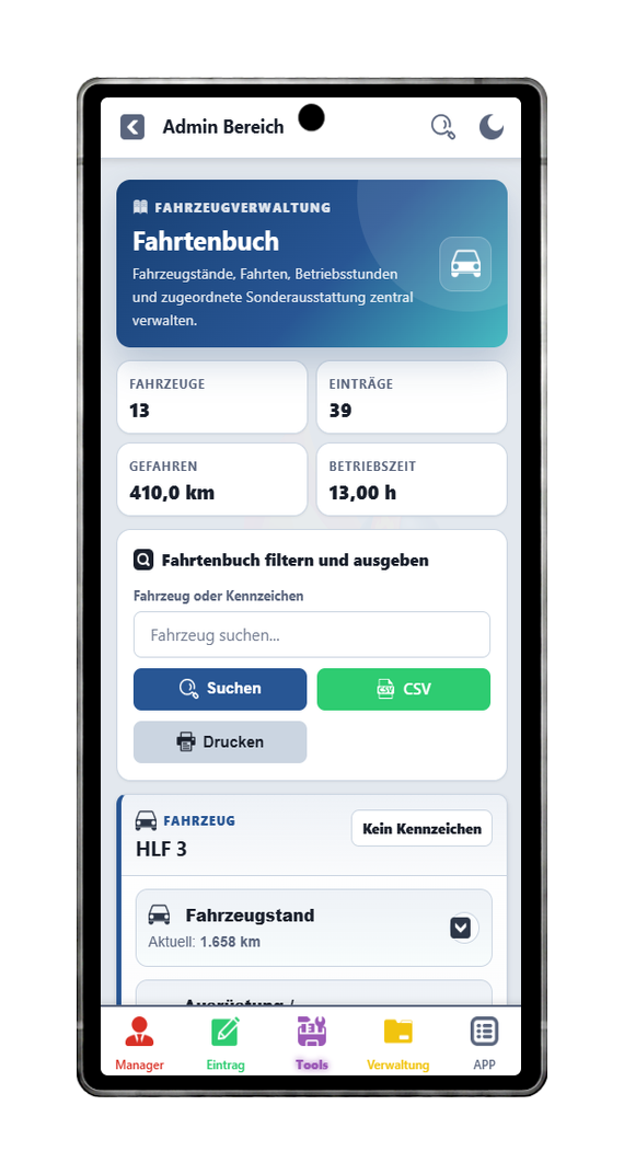 FFWEB digitales Fahrtenbuch am Handy