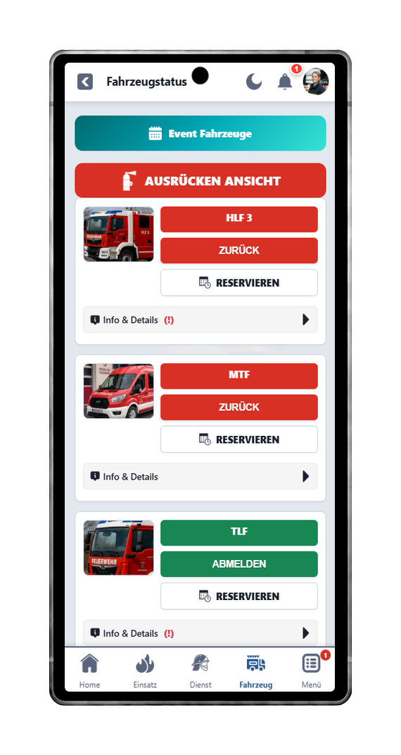 FFWEB Fahrzeugstatus am Handy