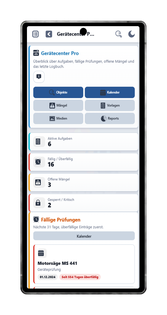 FFWEB Gerätecenter am Handy
