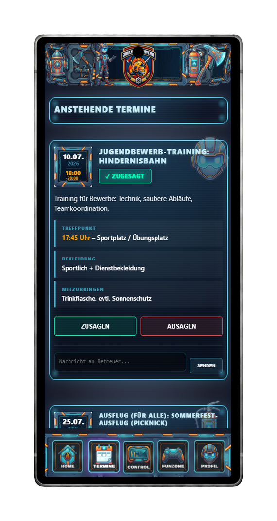 FFWEB Jugend Termine am Handy